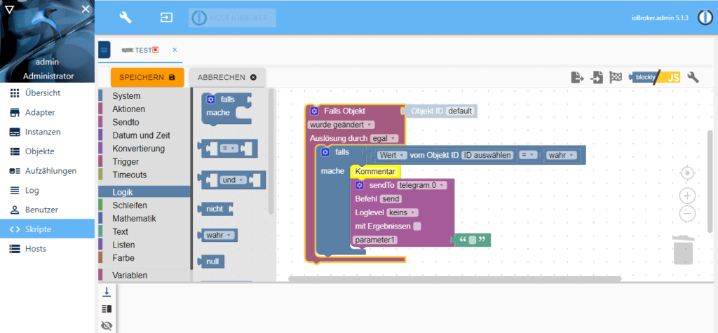 ioBroker - Blockly Beispiel
