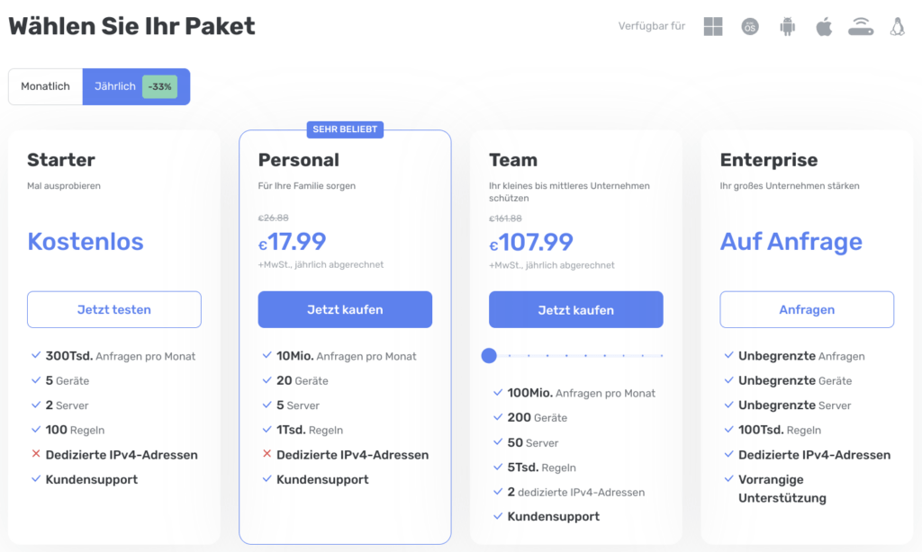 AdGuard-DNS Paketpreise