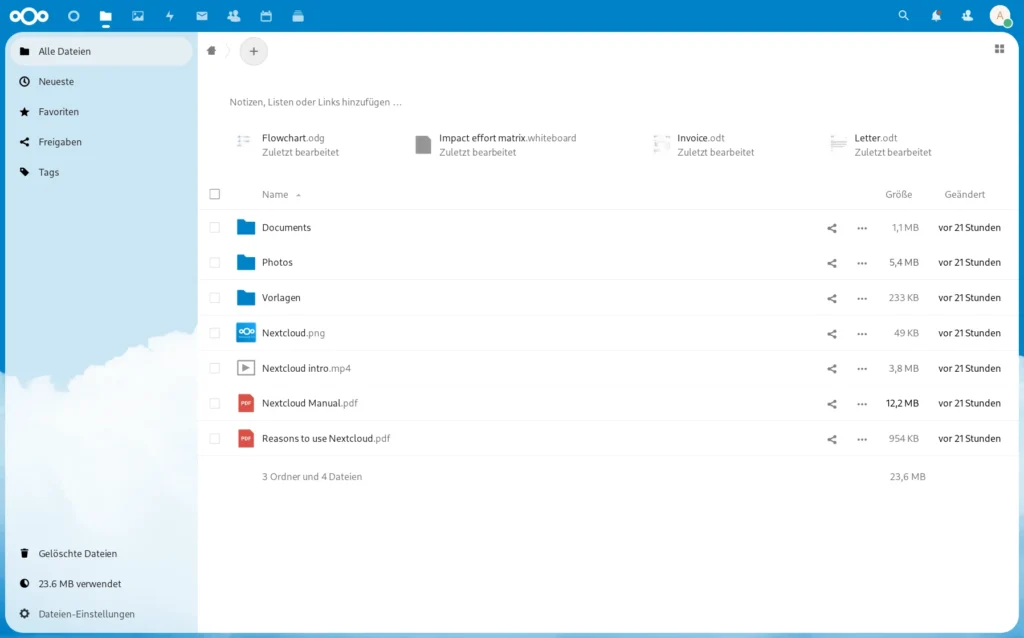 Nextcloud Datei Manager