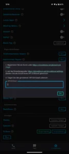 PhoneBlock API-Schlüssel eingeben