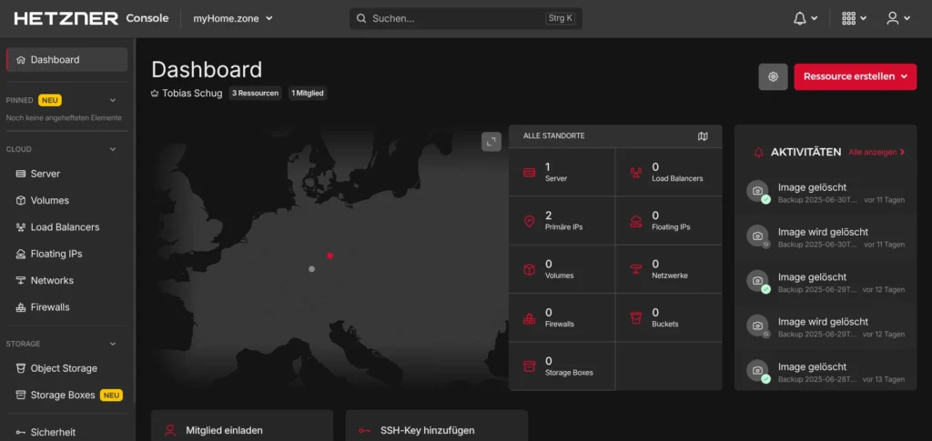 Hetzner Cloud Dashboard